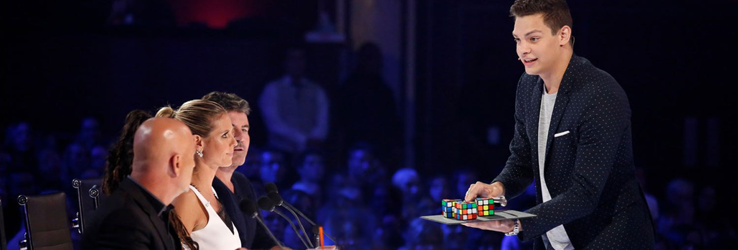 Magician Steven Brundage performing on America's Got Talent